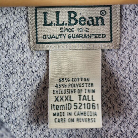 L.L. Bean Blue White Shawl Collar Flat Sherpa Pullover XXXL Tall - Picture 6 of 6